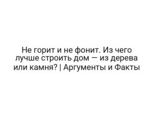 Не горит и не фонит. Из чего лучше строить дом — из дерева или камня? | Аргументы и Факты